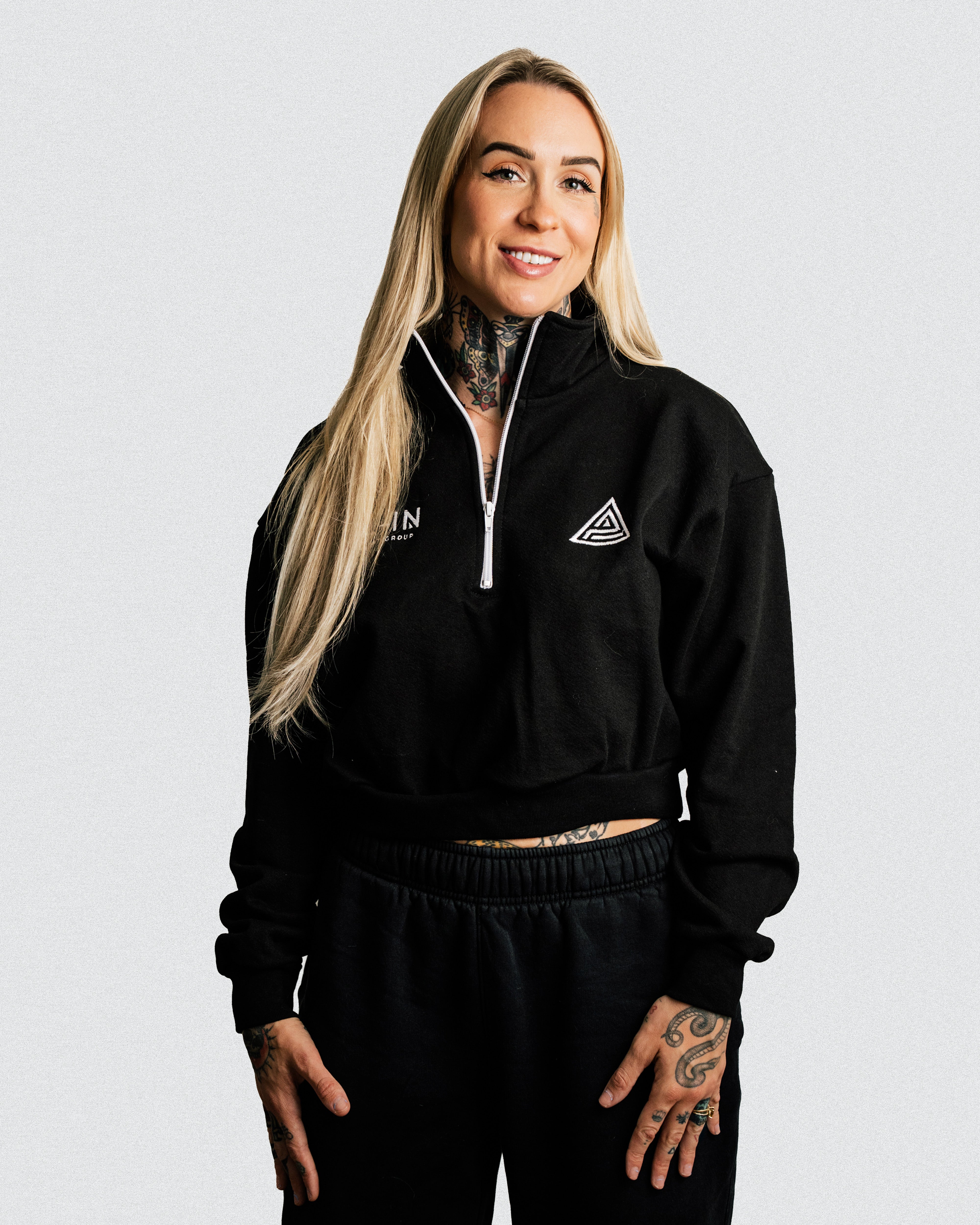 "Slight Work" | Womens 1/2 Zip Cropped Sweatshirt
